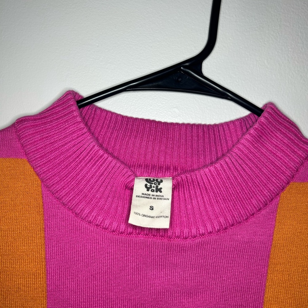 Lucy & Yak Pink and Orange Checkered Oversized Sweater /Sweater Dress - Picture 6 of 7